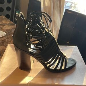 JustFab Black Strappy Block Heel Sandals